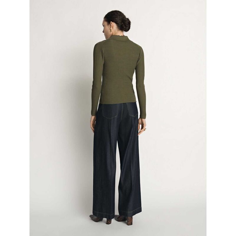 Veronika Maine Cotton Silk Ribbed Polo image number 1